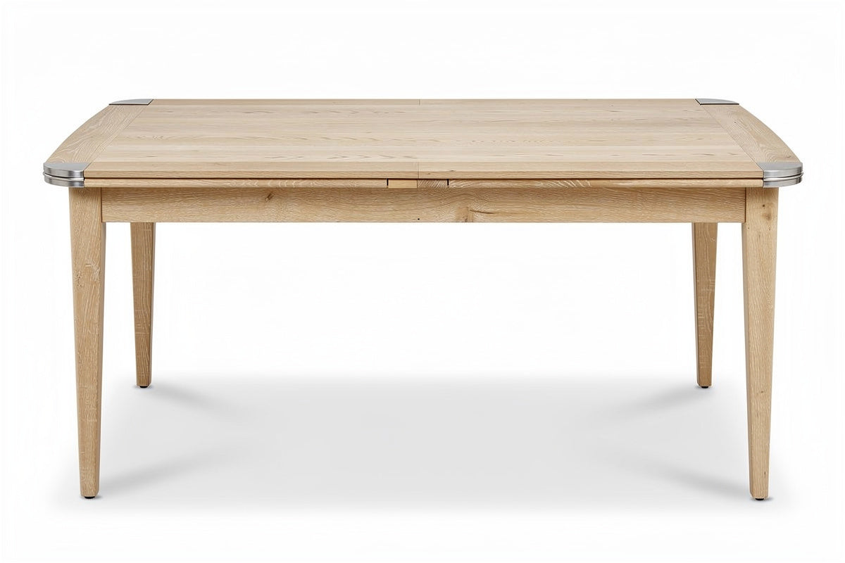 Stijlvolle Uitschuifbare Houten Eettafel met Metalen Hoekbeschermers