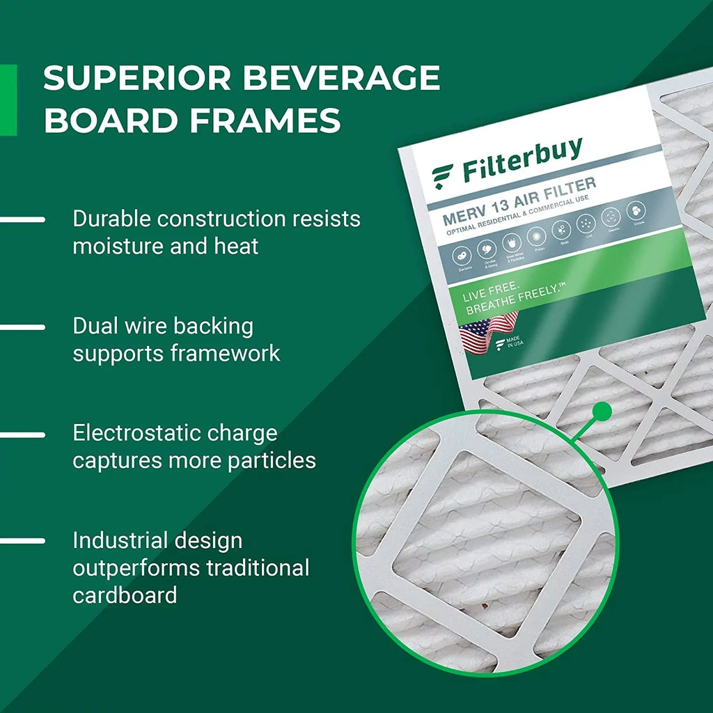 Pleated Filterbuy Air (5-Pack) MERV 16x21x1 13 Furnace AC HVAC Filters