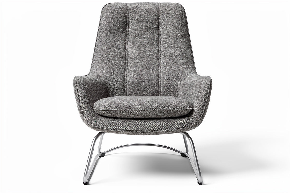 Moderne Grijze Fauteuil met Chromen Onderstel