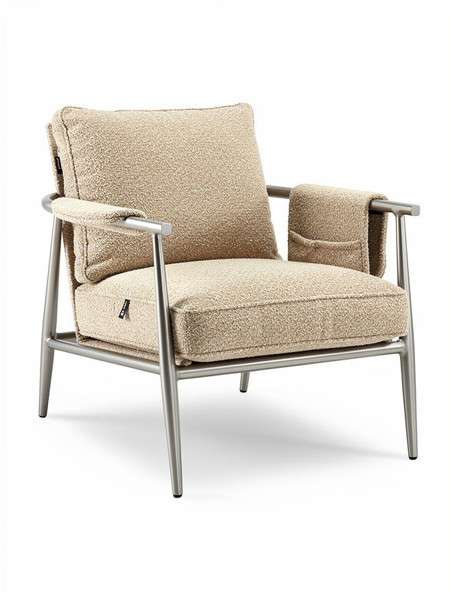 Modern Rustieke Fauteuil met Zachte Bekleding en Stalen Frame