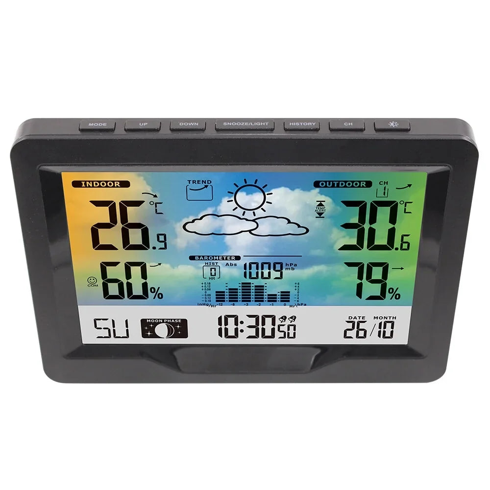 Alarm WithWith And Moon Station Sooze Temperature Humidity Htovila Clock, Humidity Color Clock Temperature Moon climate Screen With WithTemperature And Phase Clock Alarm And