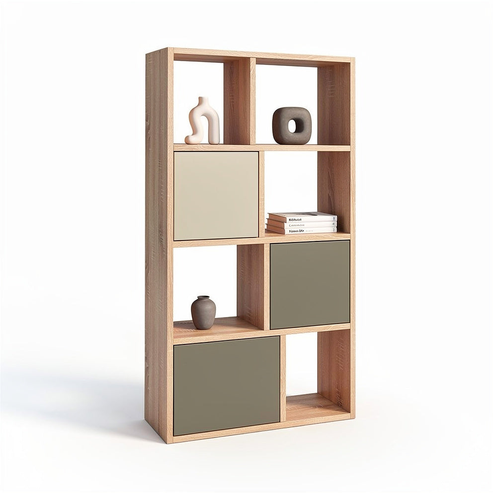 "Moderne Boekenkast met Gecombineerde Opbergvakken en Minimalistisch Ontwerp"