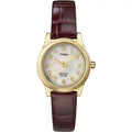 Women's Avenue Timex outfit Essex Strap Gold/Burgundy/MOP Leather Watch, 25mm