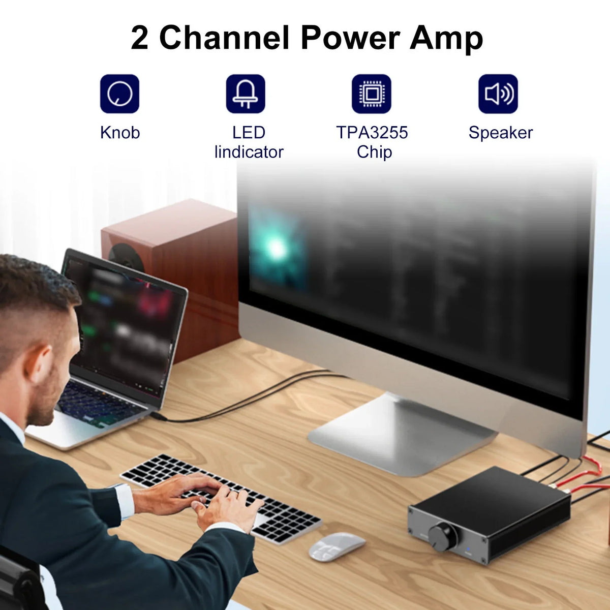 Lixada Channel Active Digital 300W Desktop Speakers Home Amplifier Plug-and-Play 2 for 2.0 Stereo Audio X TPA3255