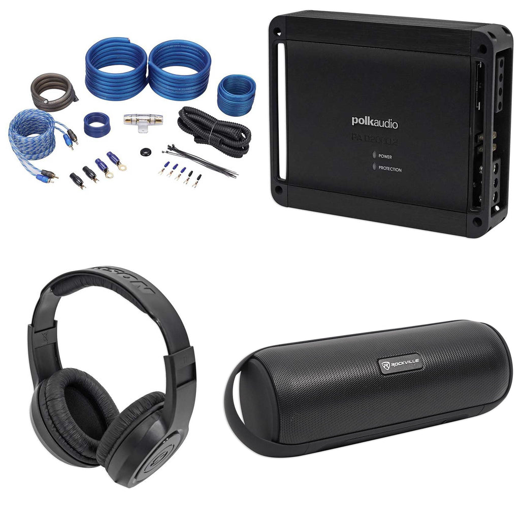 2-Channel Amplifier+Wires+Bluetooth Speaker+Headphones Audio PAD2000.2 Polk 500w
