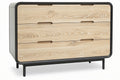 Moderne ladenkast met drie lades en houtnerfdesign