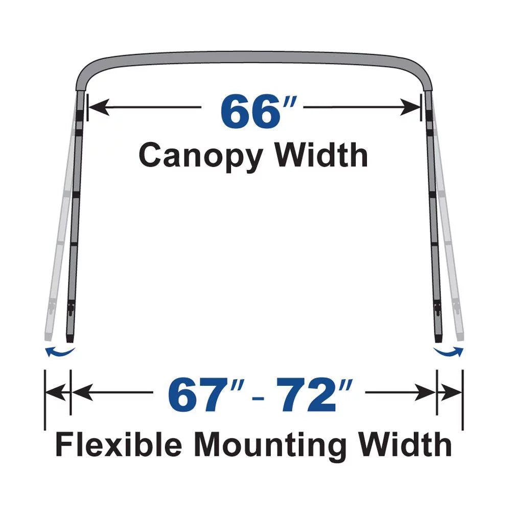 Bow Top Long 4 Black 67" Cover 8' 46" Boat 72" Bimini - Solution Dye W H