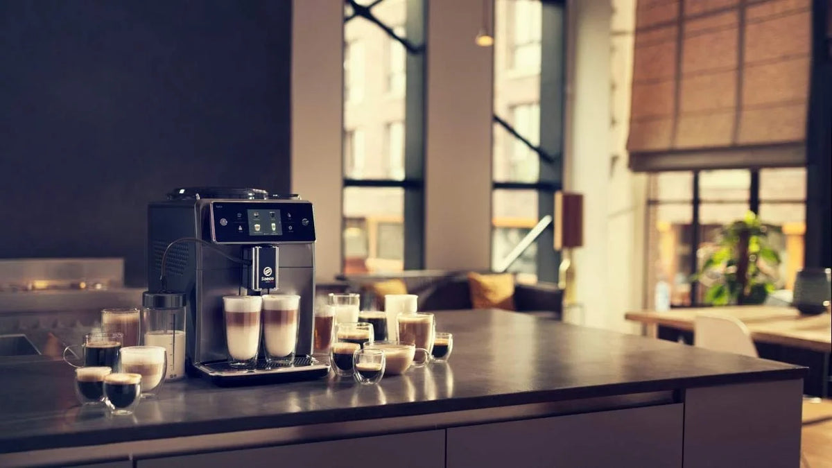 Xelsis Automatic Espresso Titanium Front Saeco Super SM7684/04 Machine, Metal
