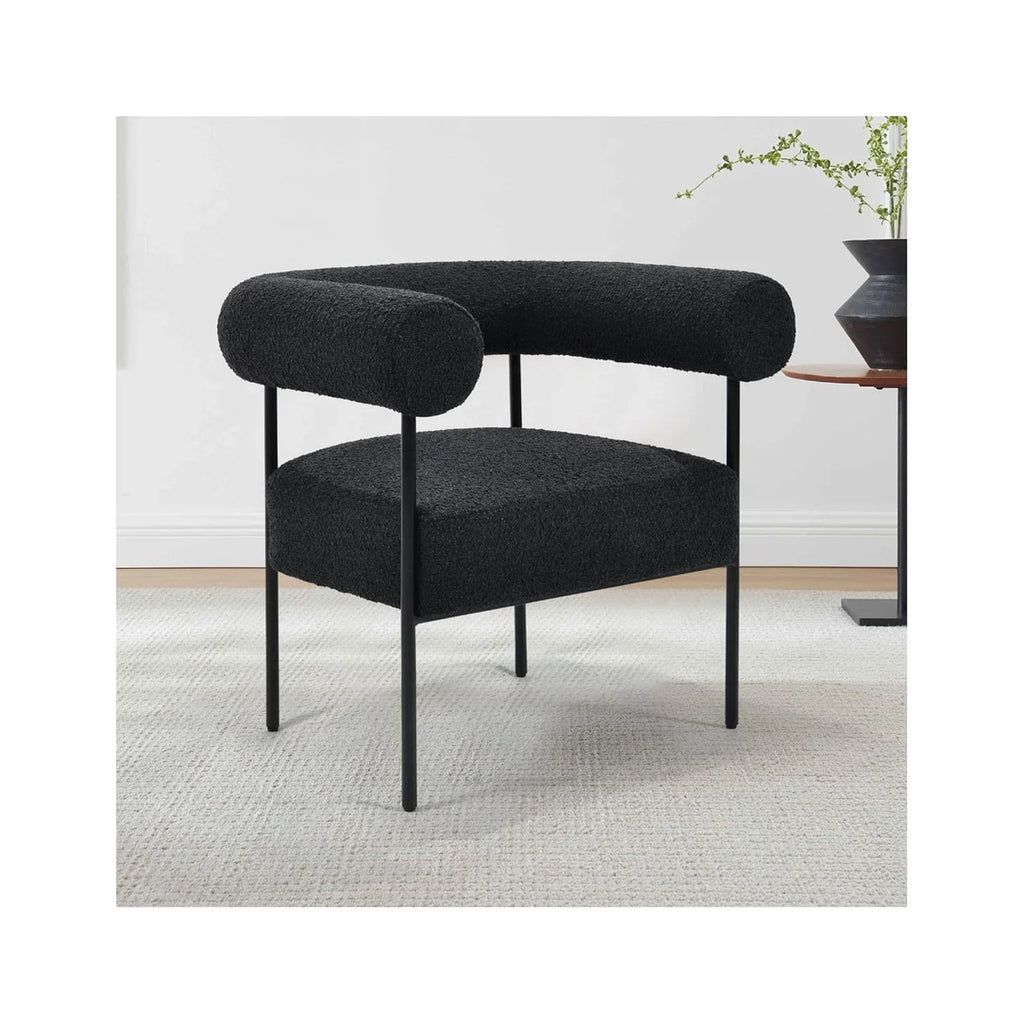 Chair Boucle Black Palma Metal Arm