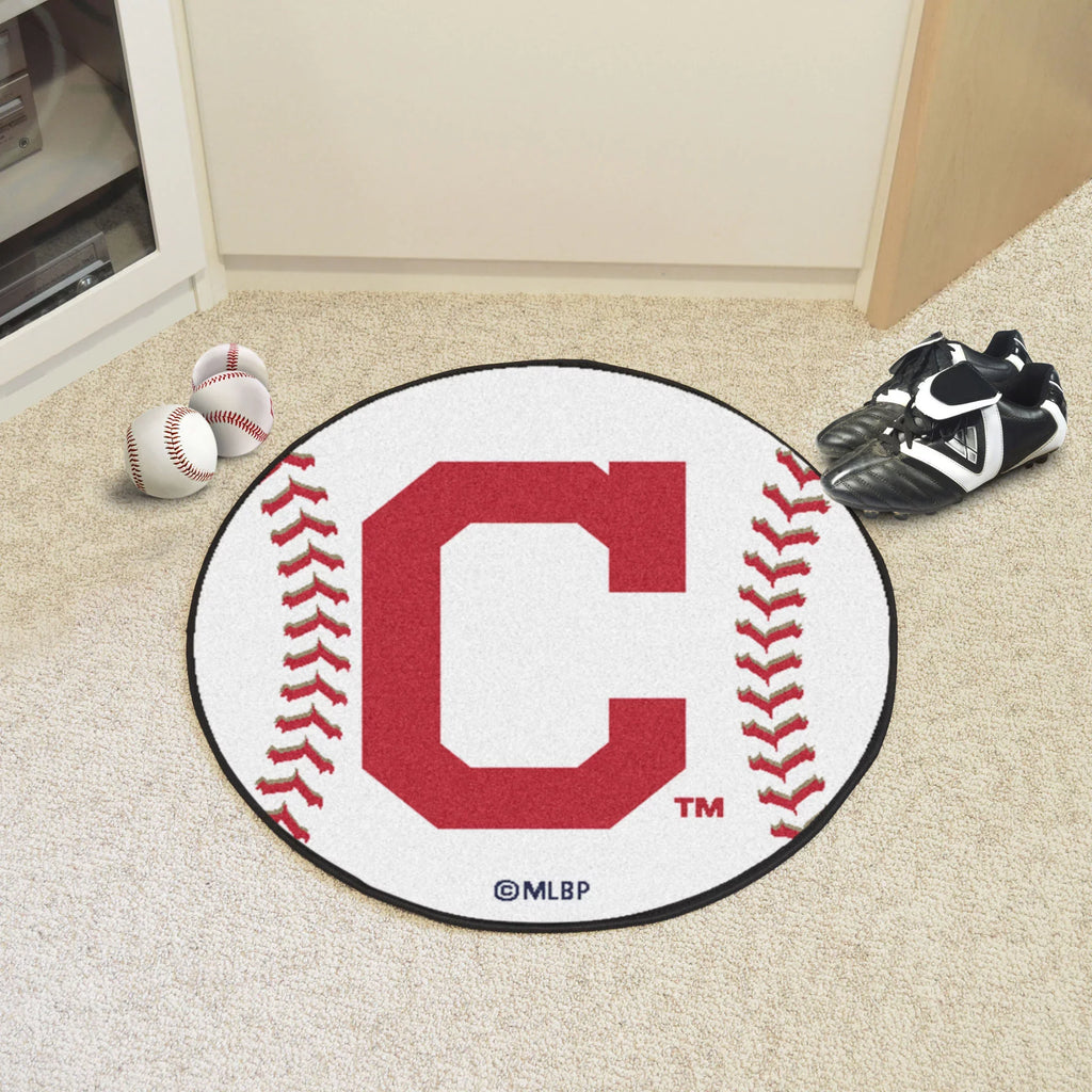 MLB diameter - "Block-C" Cleveland Indians Baseball 27" Mat
