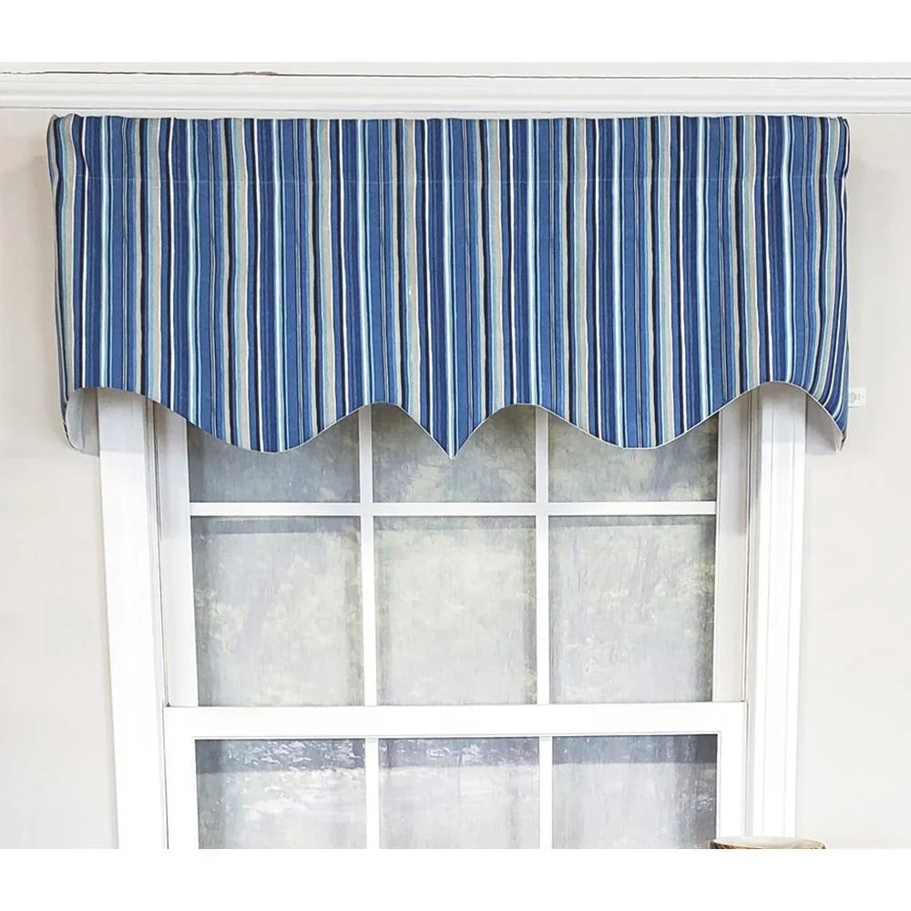 Window Classic Design 17" Valance x Regal 50" Modern Home design RLF Beach Blue Stripe