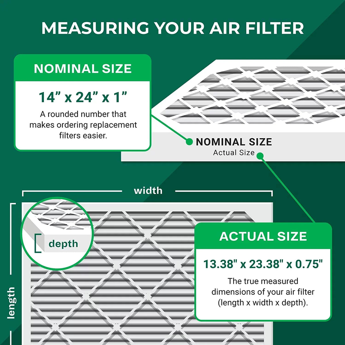 Pleated Filters Air Furnace (12-Pack) AC 14x24x1 11 Filterbuy MERV HVAC
