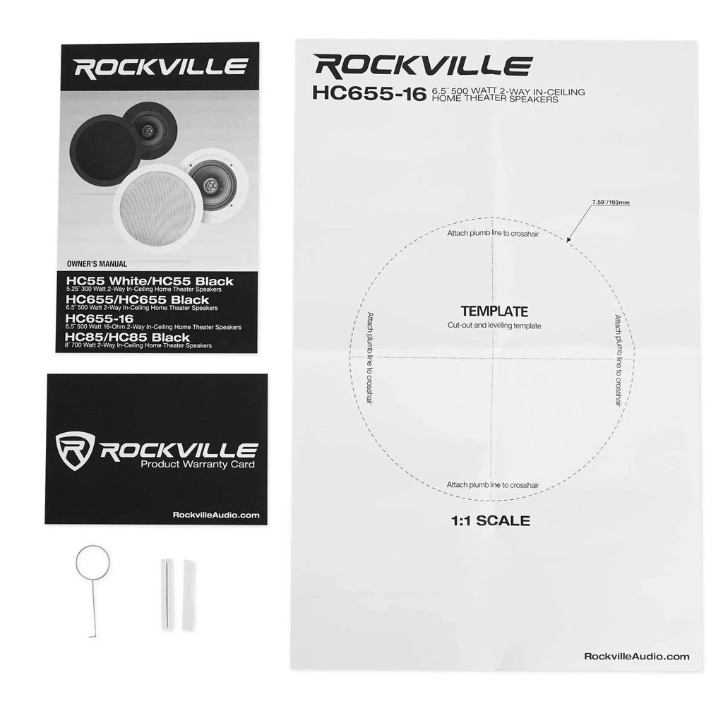 White Rockville Tube Receiver+(8) Theater LED Speakers Amp/Home 6.5" Ceiling