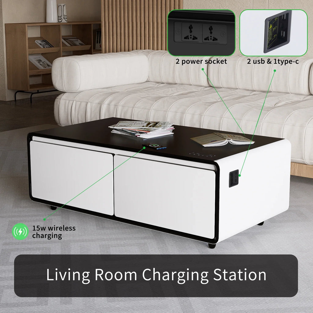 Interface, USB Wireless White Table Modern Touch Speaker, Charging Module, Power Coffee Bluetooth Atmosphere Smart Fridge, Socket, Built-in Outlet Control Panel, Protection, with light,