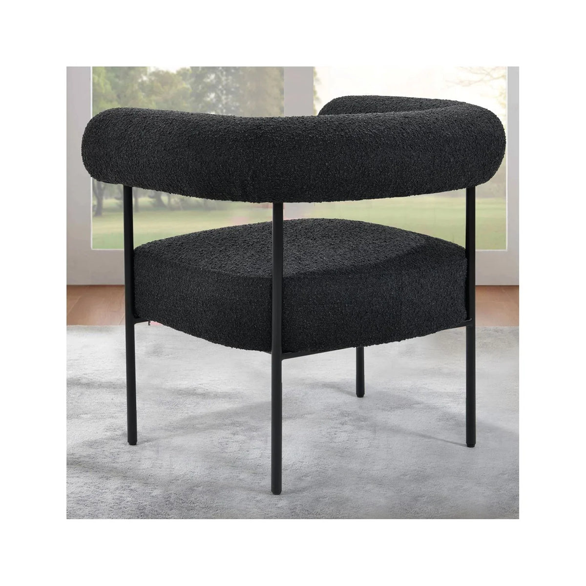 Chair Boucle Black Palma Metal Arm