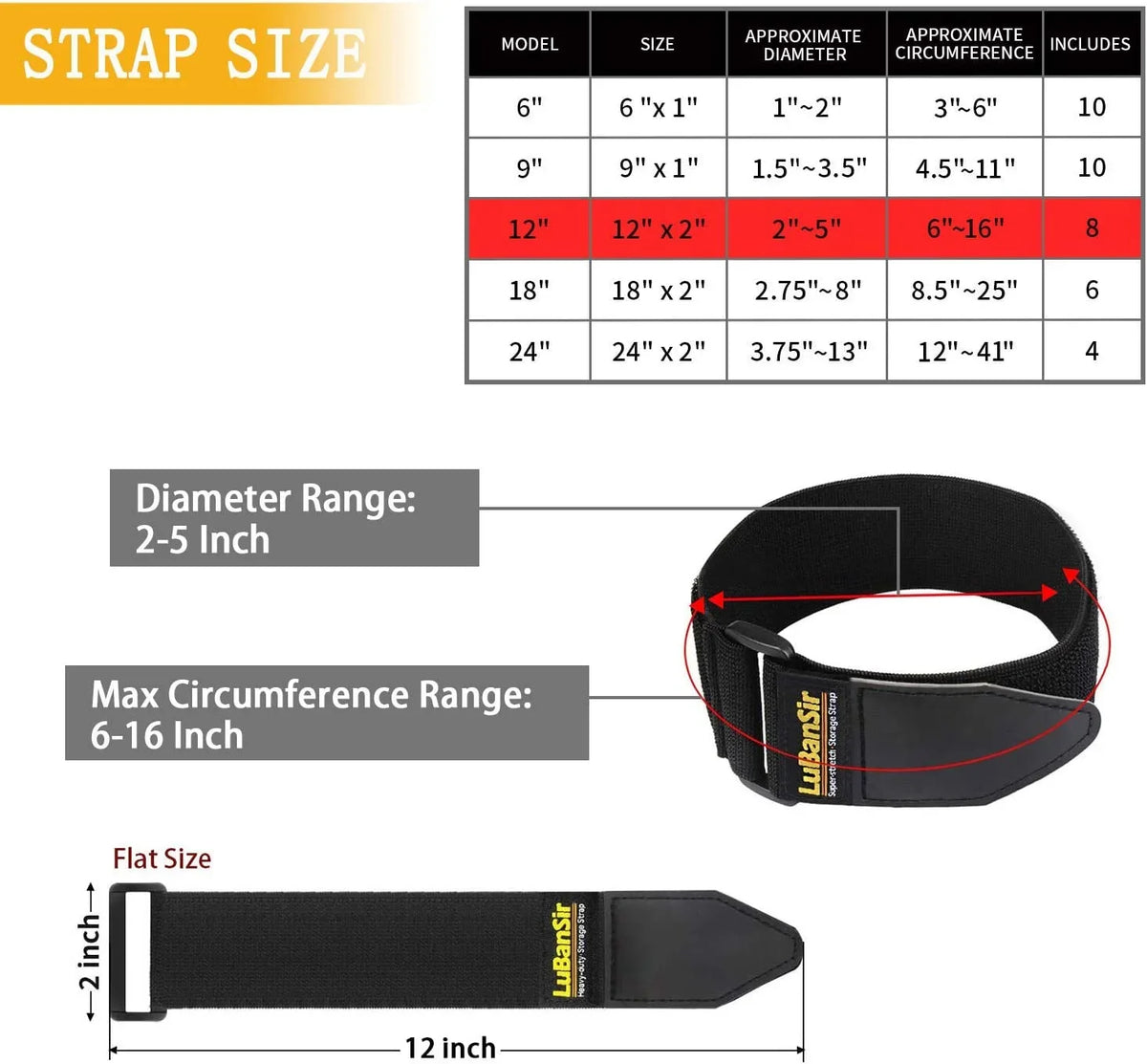 Cord x Loop Extension for Wrap, Elastic 12" Cinch Cord, Strap Storage (8 and Cable, 2" Hook Straps, Pack) Rope