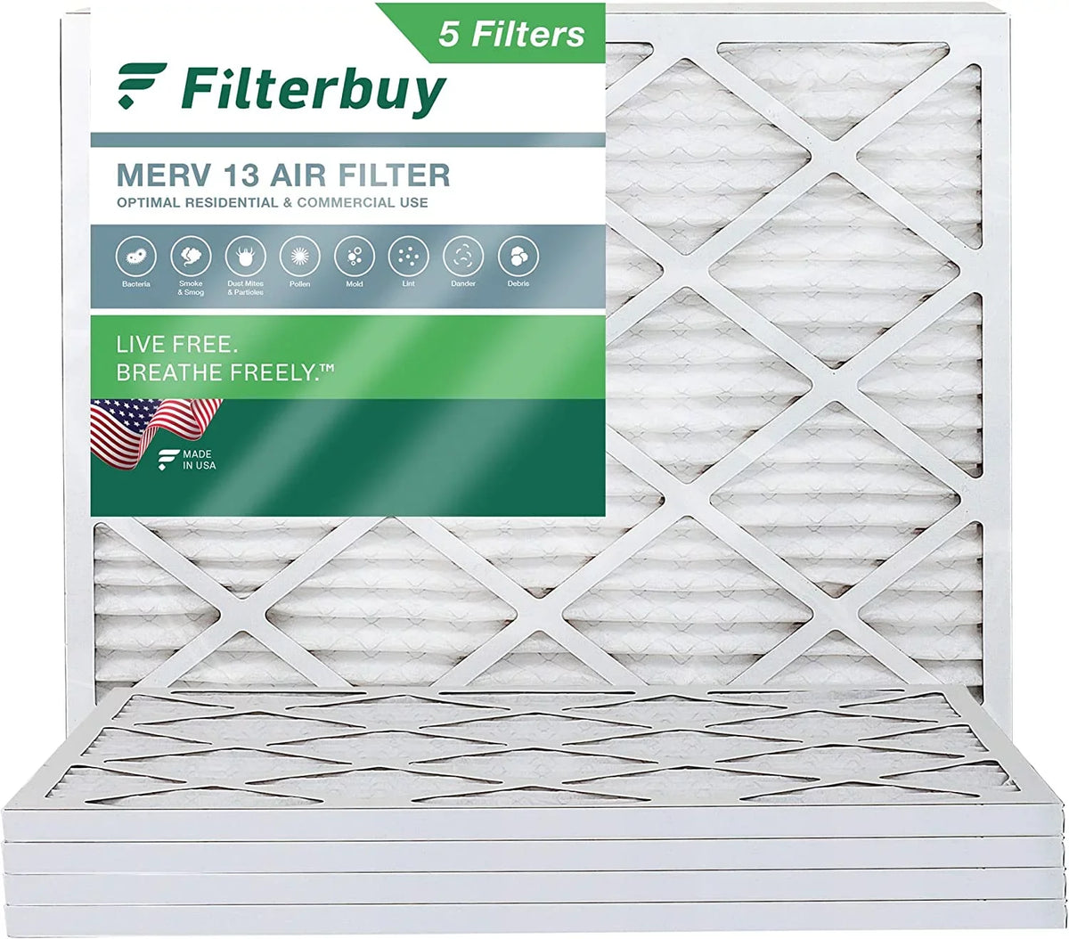Pleated Filterbuy Air (5-Pack) MERV 16x21x1 13 Furnace AC HVAC Filters