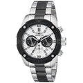 Stainless Bezel Silver-Tone Men's Black Chrono Dial 21471 Steel Watch Specialty
