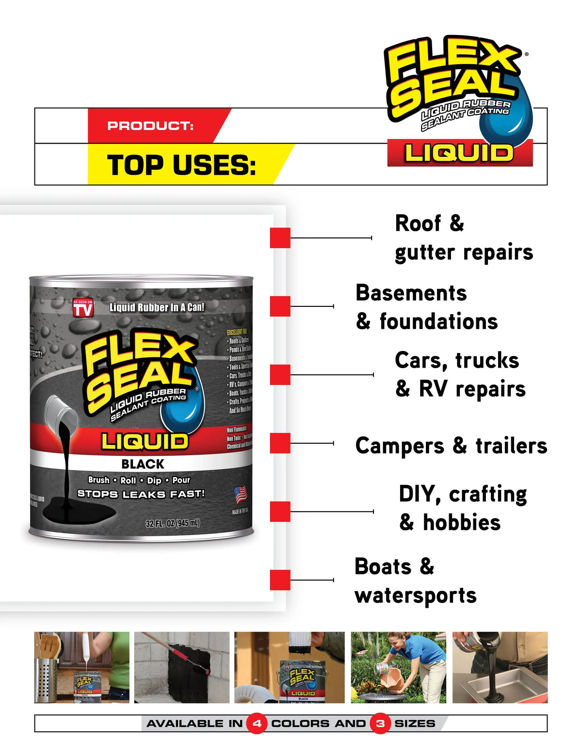 Rubber Gallon, 1 Liquid Sealant Clear Flex Seal Coating,