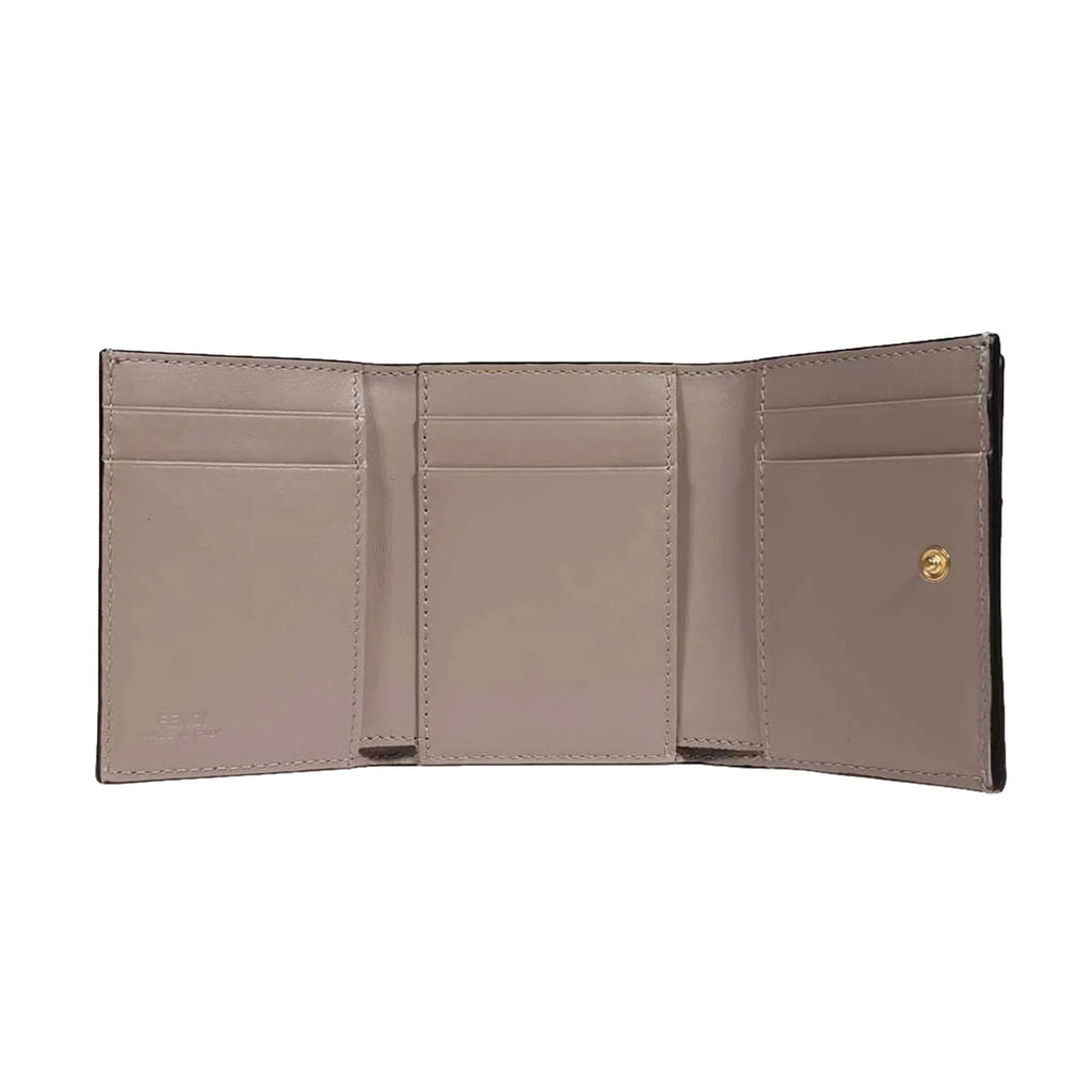 Gray Fendi Calf O'Lock Tortora Pink Leather Wallet Micro Trifold Rose