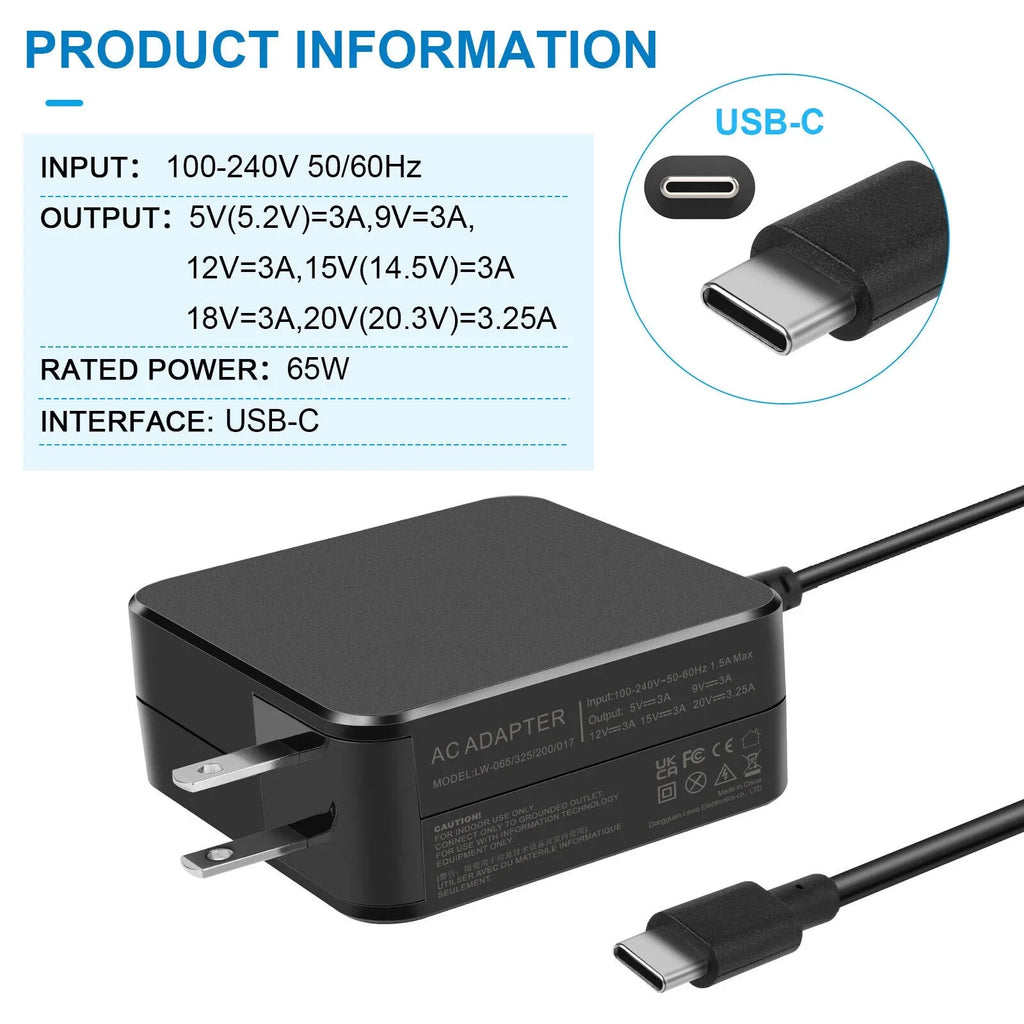 USB L30757-002 L32392-001 Adapter C Charger AC HP 65W for L32392-001 L30757-004
