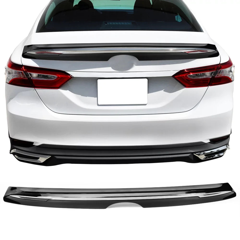 2018 2019 2020 design 18-23 Rear Spoiler Chrome MD 2021 Gloss Ikon Compatible Wing Black with Trunk Camry 2022 Trim LE Motorsports With