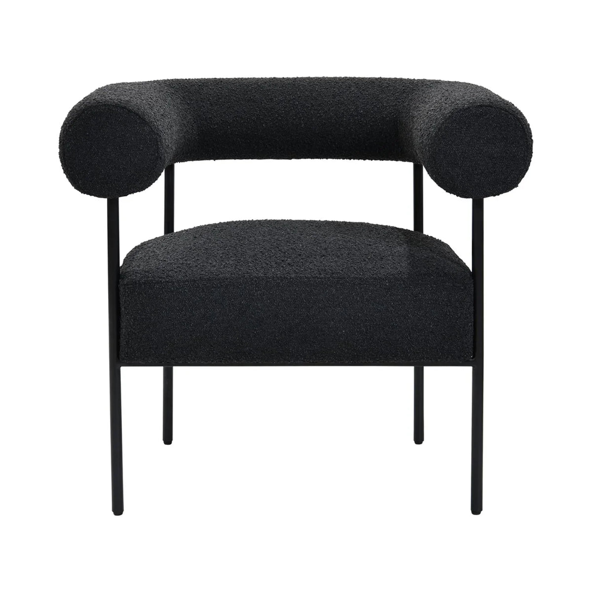 Chair Boucle Black Palma Metal Arm