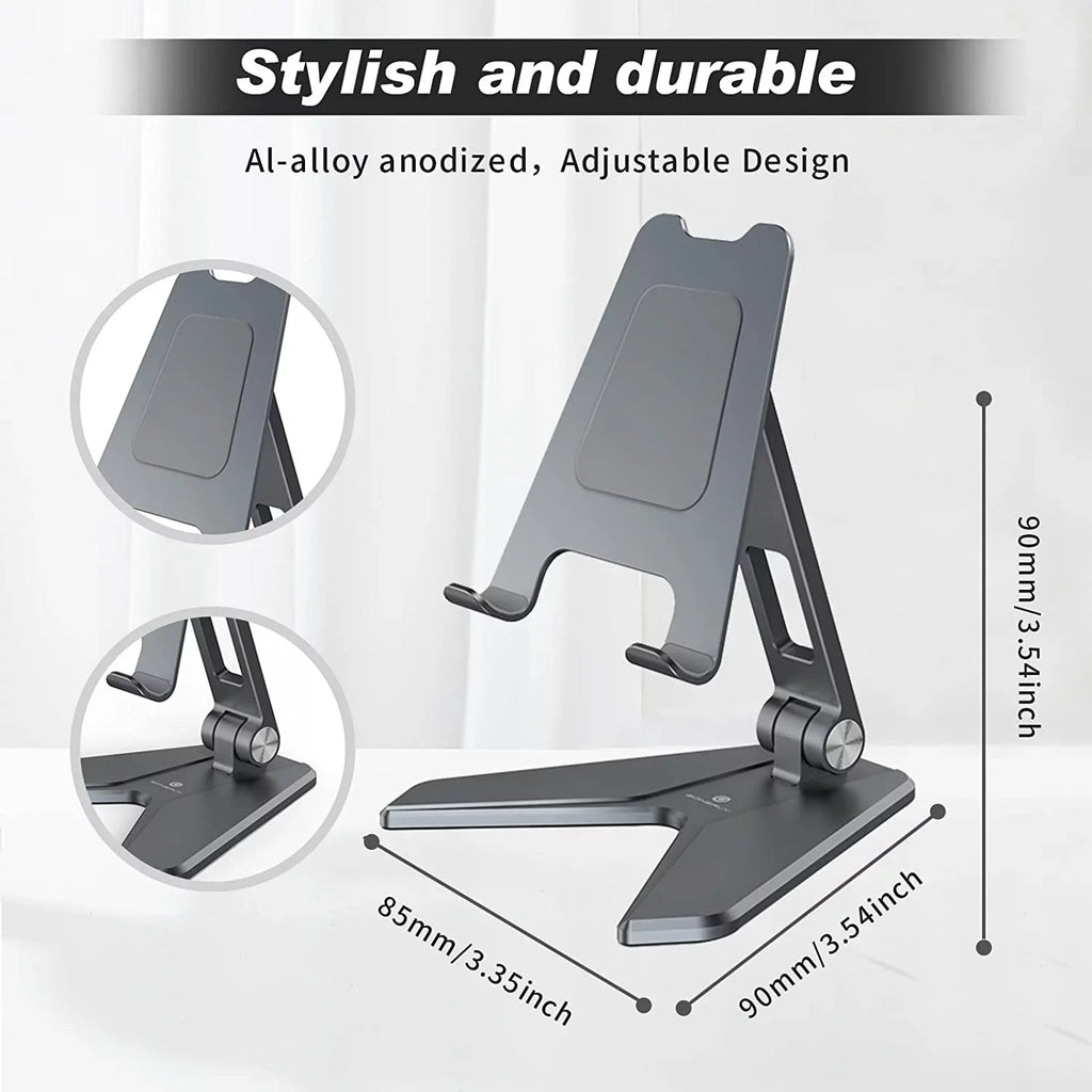 iPhone, Phones, Thickened with Can Desktop Compatible Desktop Reduce Mobile Fatigue and Stand Stand Neck (Grey) Aluminum Mobile Foldable Accessories Phone 4-8'' Pain, Holder, All