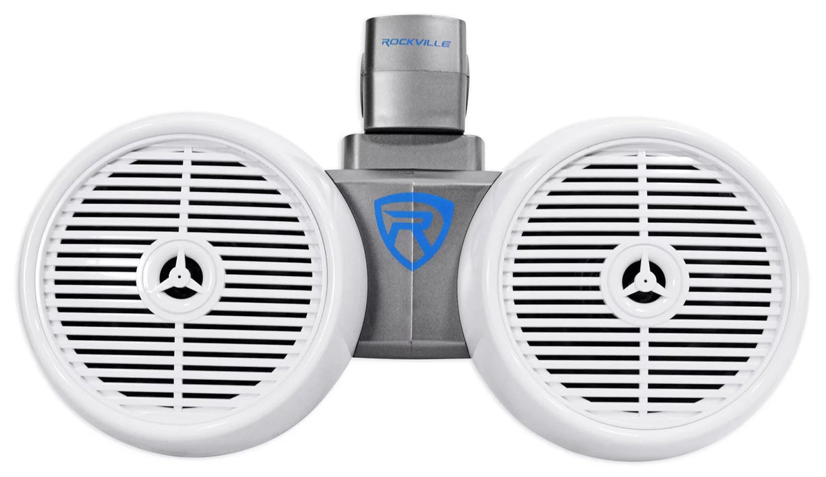 DWB65W Rockville Wakeboard 2) 6.5" 1200w Speaker Marine Dual Systems White Tower