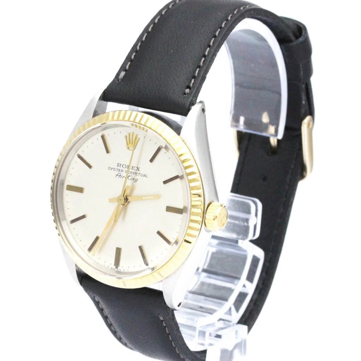 BF560275 Vintage Mens Used 18K Airking Steel Watch Yellow Gold Authenticated Oyster Perpetual