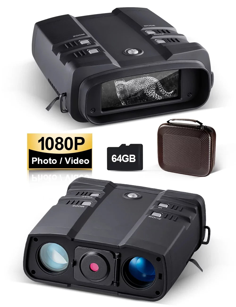 Viewing Digital for Total Vision Screen 64G LAKWAR and Night Binoculars Vision Card Infrared with for Day Night x Hunting Night Binoculars Large Darkness 10.8 31mm Binocular with TF